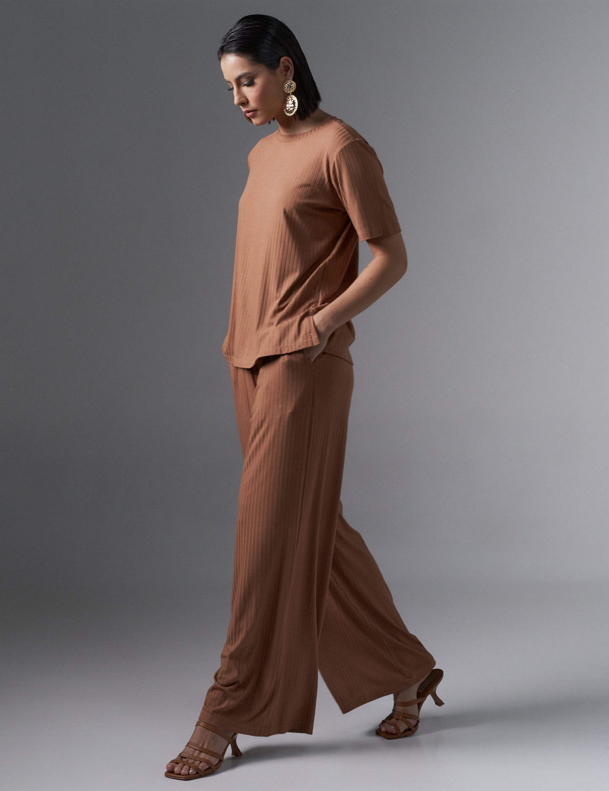 Blusa Canelado Henriqueta Caramelo Nougat