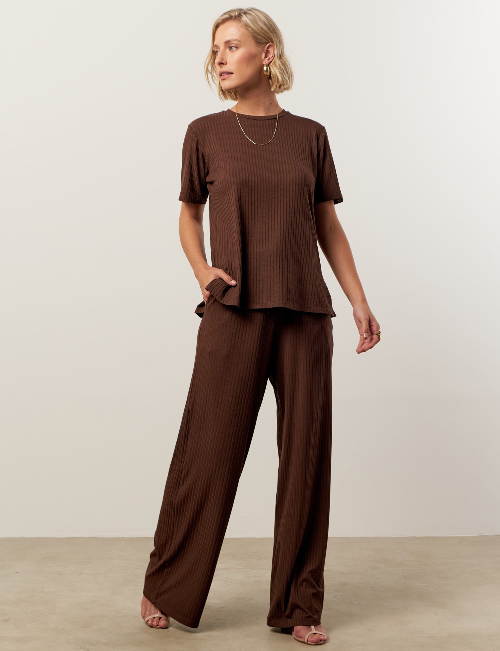 Blusa Canelado Henriqueta Marrom Natureza