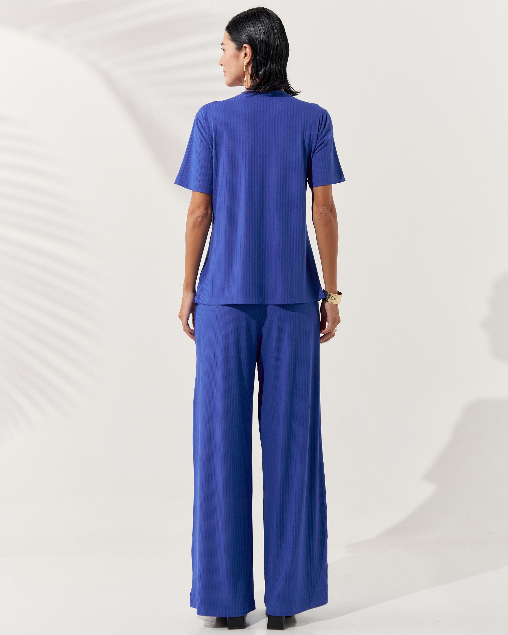 Blusa Canelado Henriqueta Azul Delfino