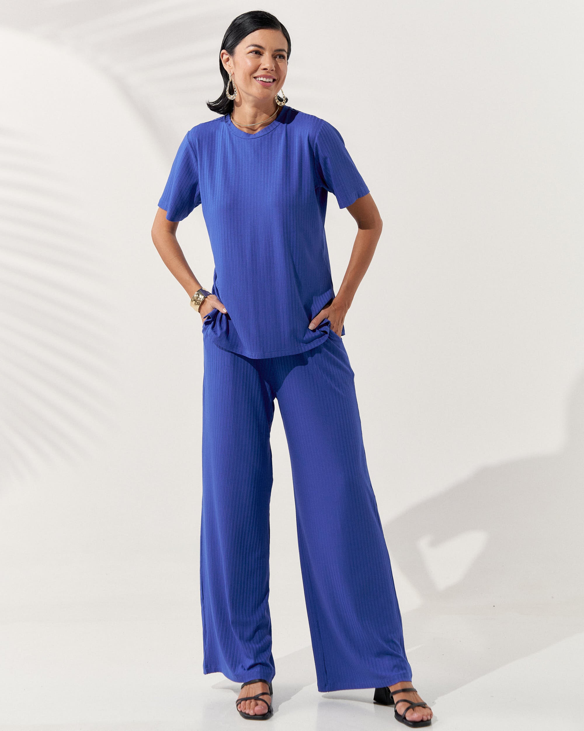 Blusa Canelado Henriqueta Azul Delfino
