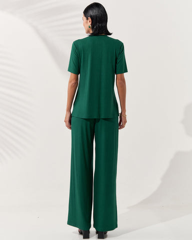 Blusa Canelado Henriqueta Verde Castanheira