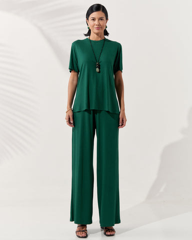 Blusa Canelado Henriqueta Verde Castanheira