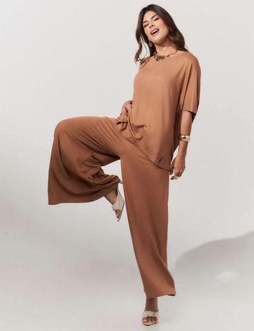 Conjunto Vicenza Lisa Caramelo Nougat