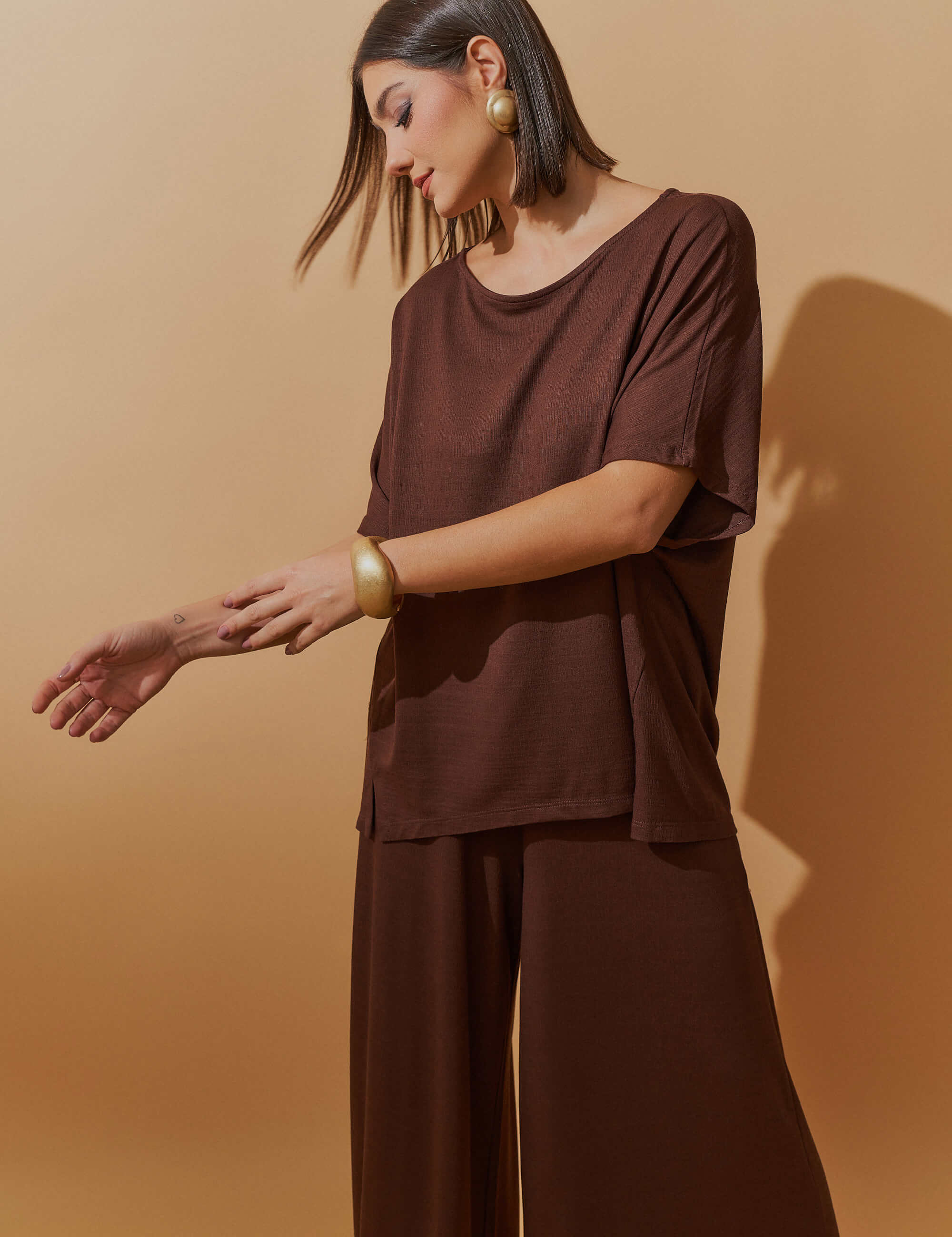 Conjunto Vicenza Lisa Marrom Natureza