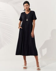 Vestido Canelado Nadine Preto