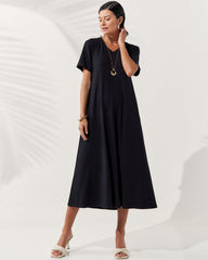 Vestido Canelado Nadine Preto