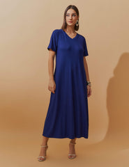 Vestido Canelado Nadine Azul Profundo