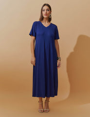 Vestido Canelado Nadine Azul Profundo