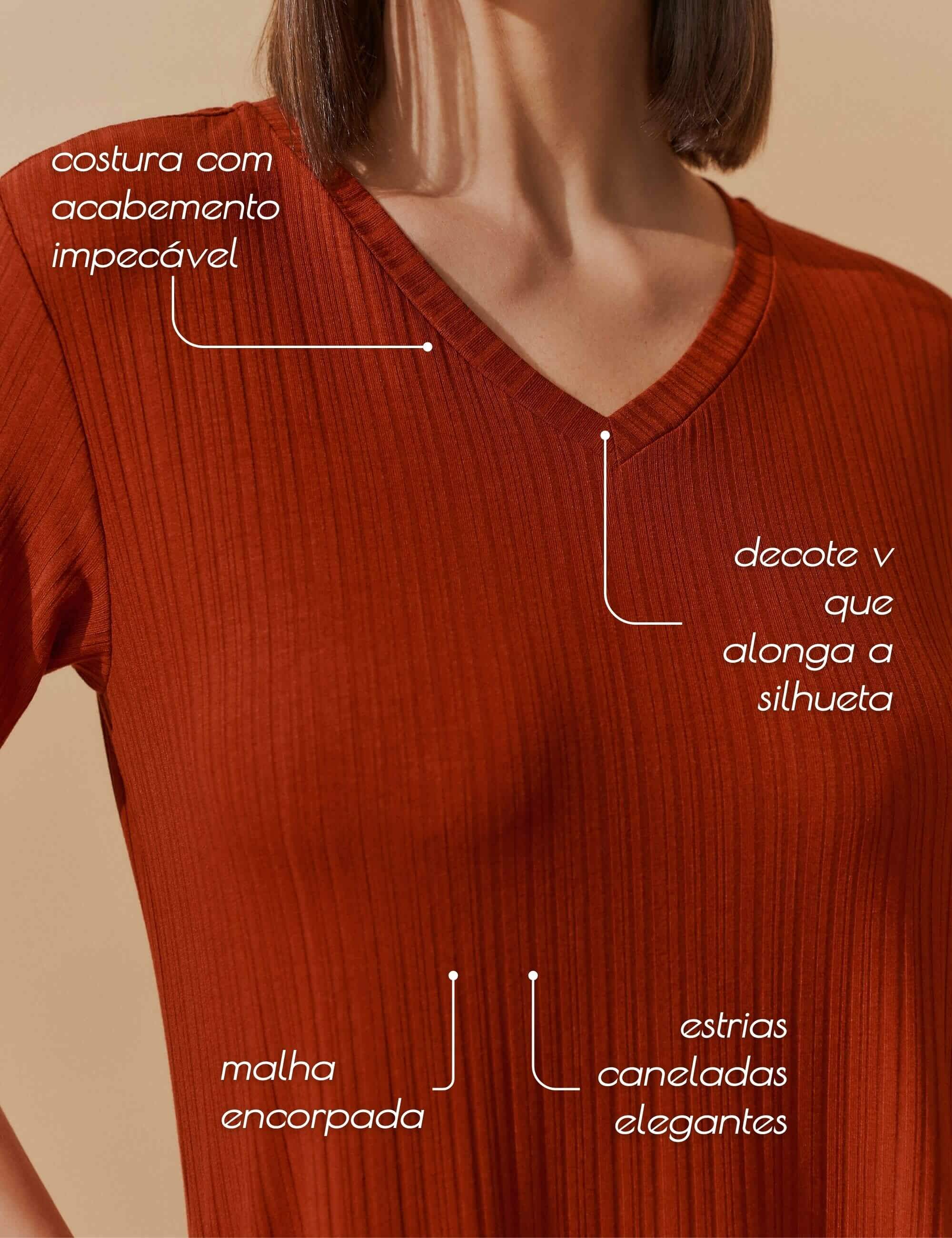 Vestido Canelado Nadine Marrom Galápagos