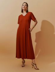 Vestido Canelado Nadine Marrom Galápagos