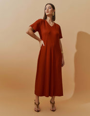 Vestido Canelado Nadine Marrom Galápagos