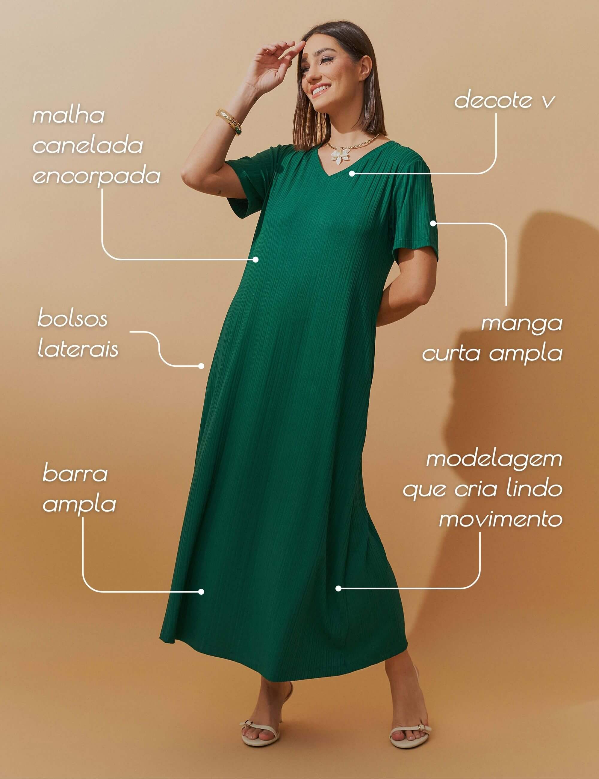 Vestido Canelado Nadine Verde Castanheira