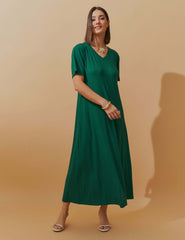 Vestido Canelado Nadine Verde Castanheira