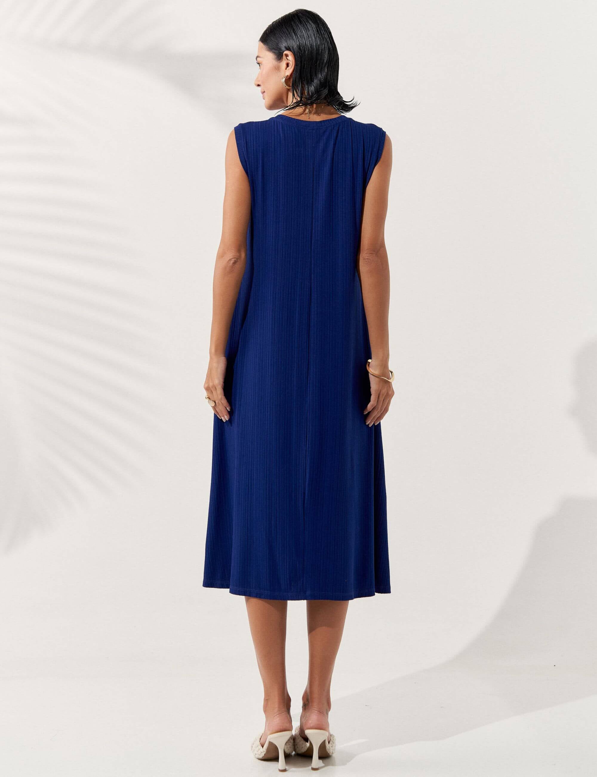Vestido Canelado Nayla Azul Profundo