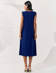 Vestido Canelado Nayla Azul Profundo