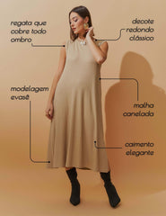 Vestido Canelado Nayla Bege MPB