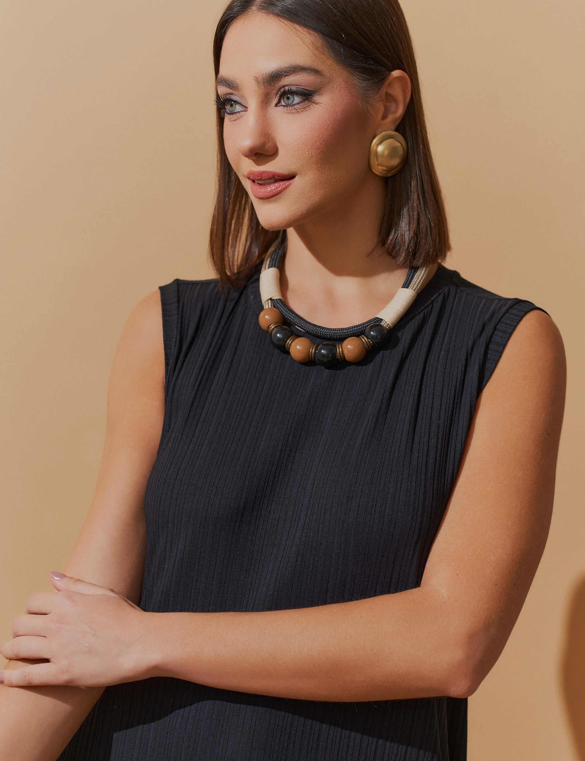 Vestido Canelado Nayla Preto