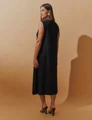 Vestido Canelado Nayla Preto