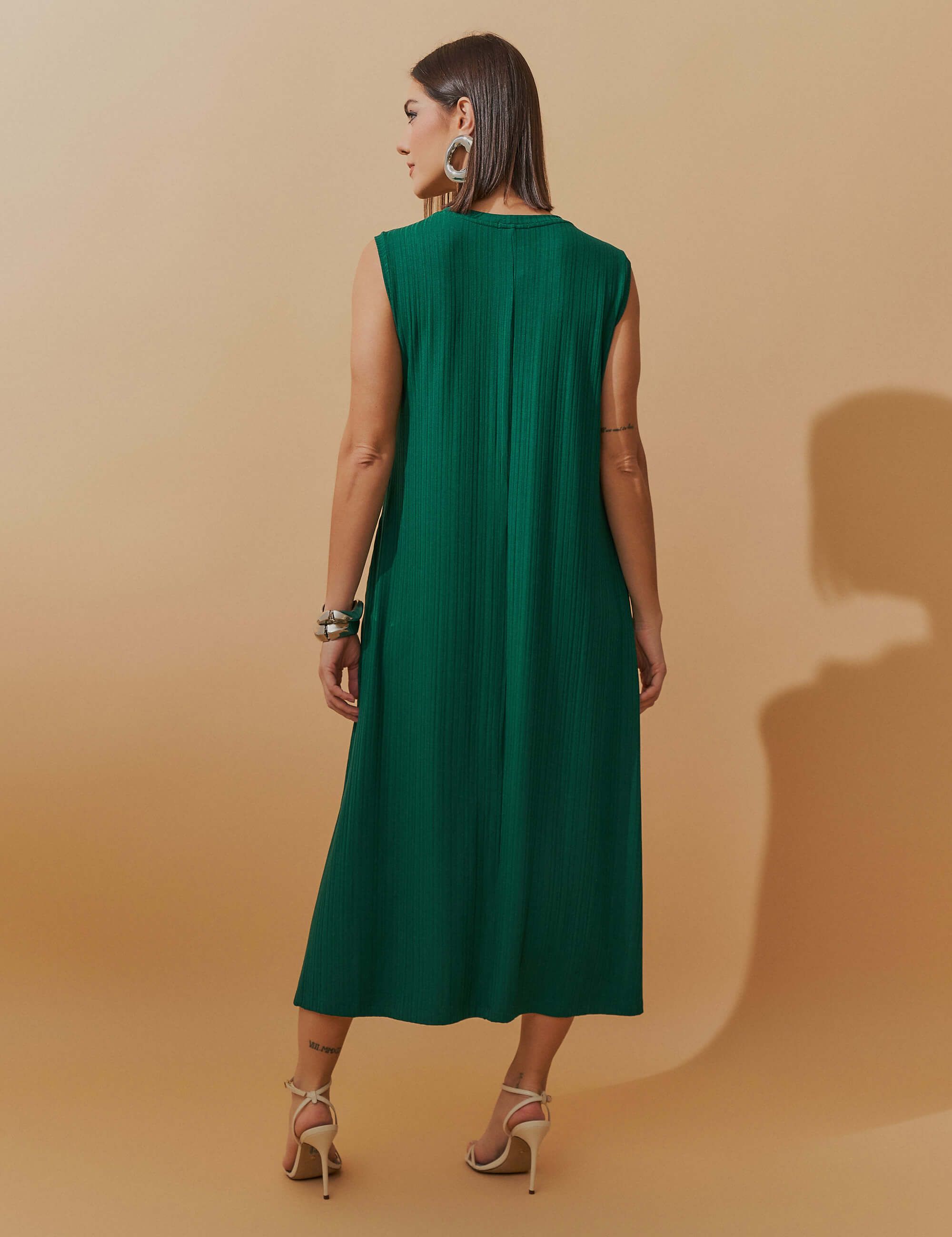 Vestido Canelado Nayla Verde Castanheira