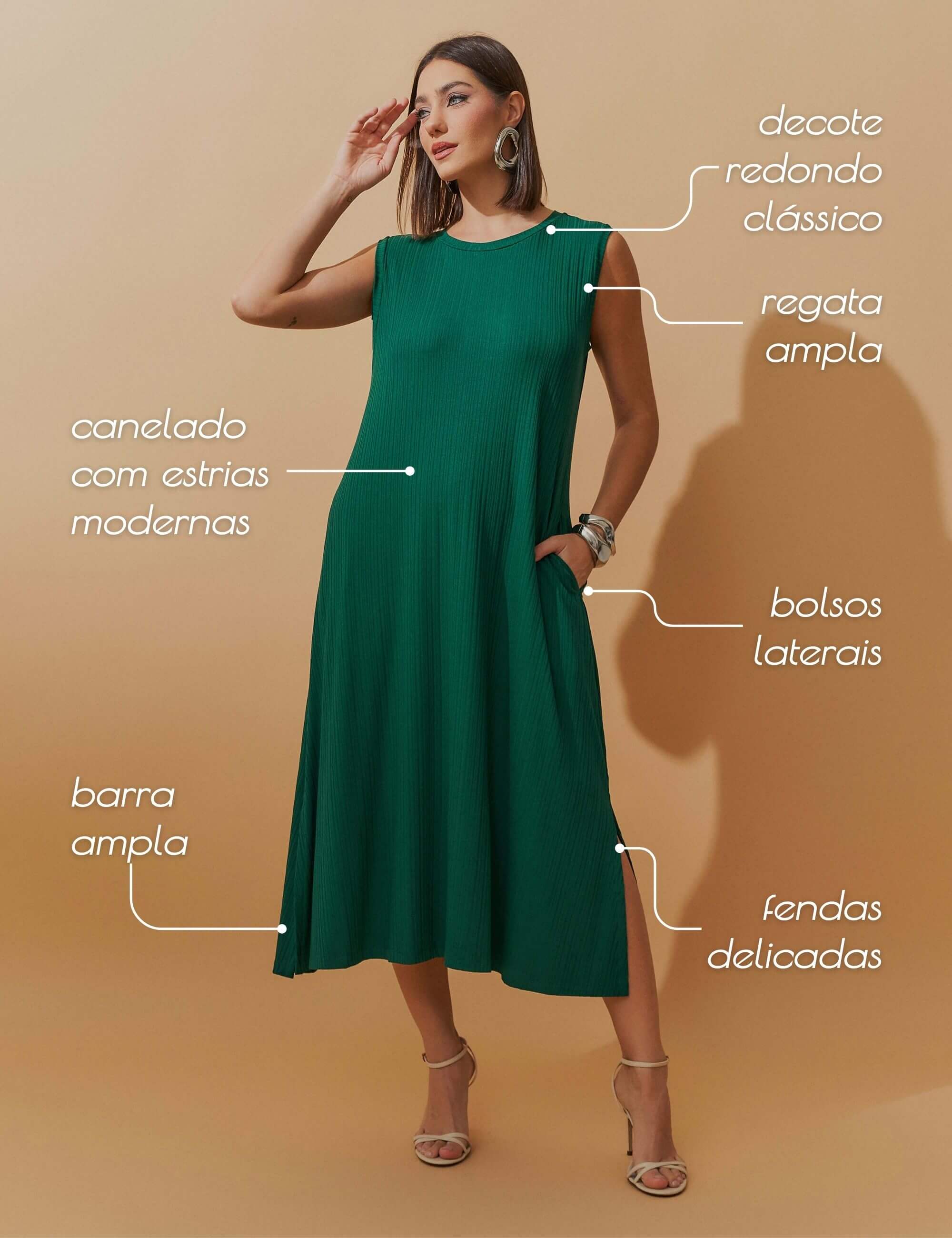 Vestido Canelado Nayla Verde Castanheira
