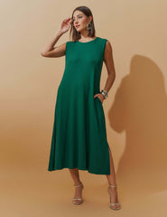 Vestido Canelado Nayla Verde Castanheira