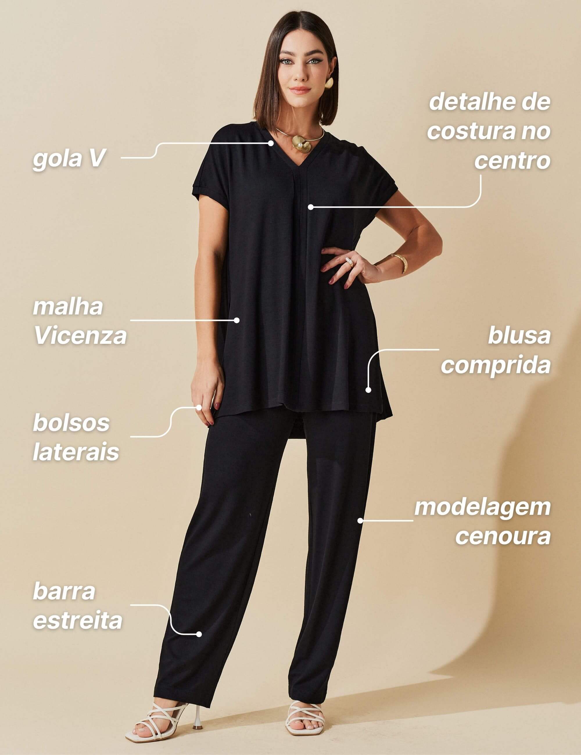 Conjunto Vicenza Neva Preto