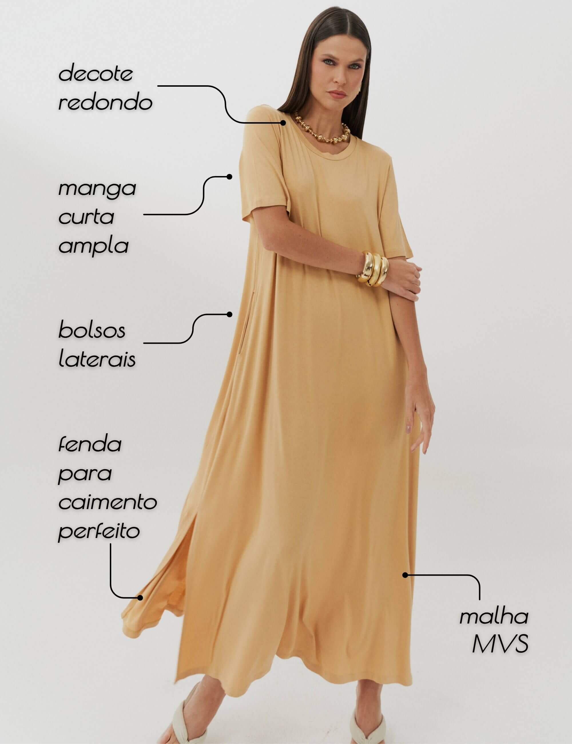 Vestido Noelle Bege Gengibre