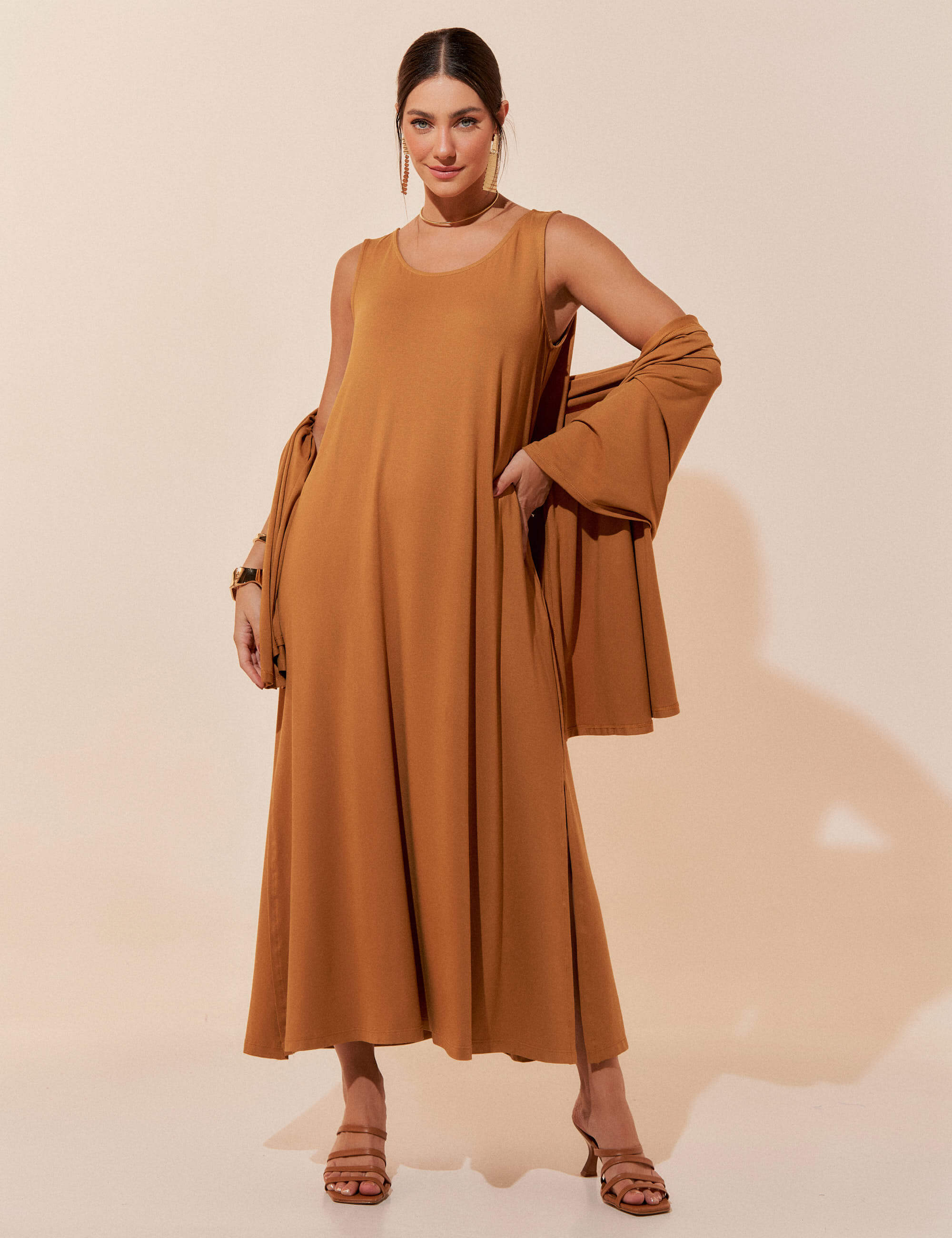 Vestido Nyla Bege Gengibre