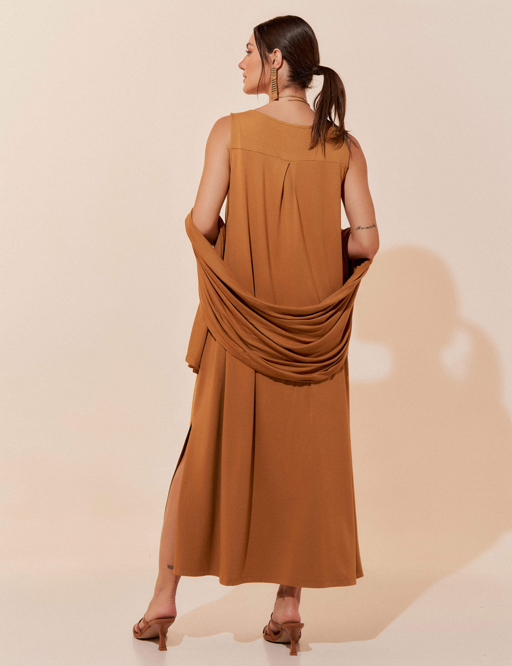 Vestido Nyla Bege Gengibre