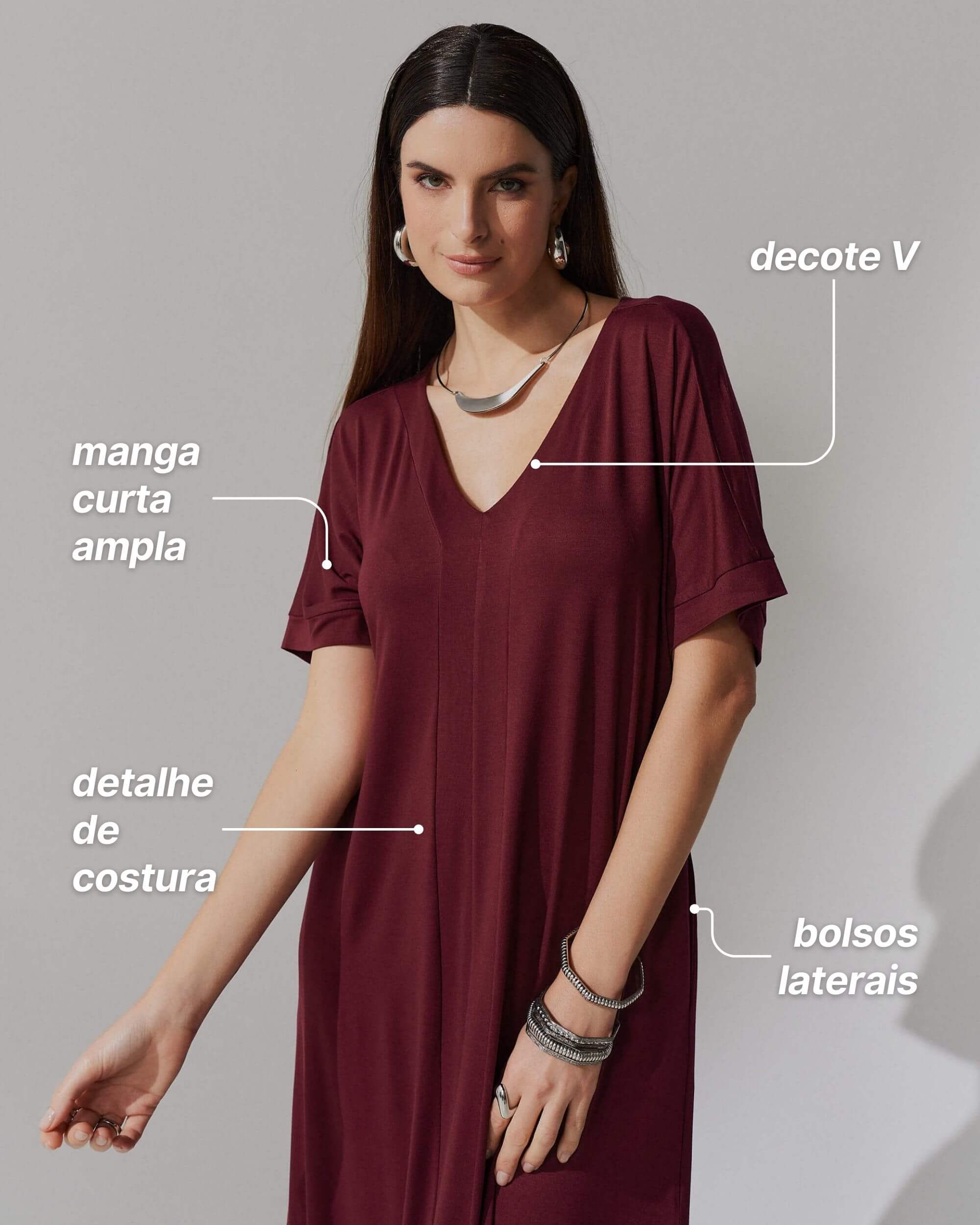 Vestido Odória Bordo