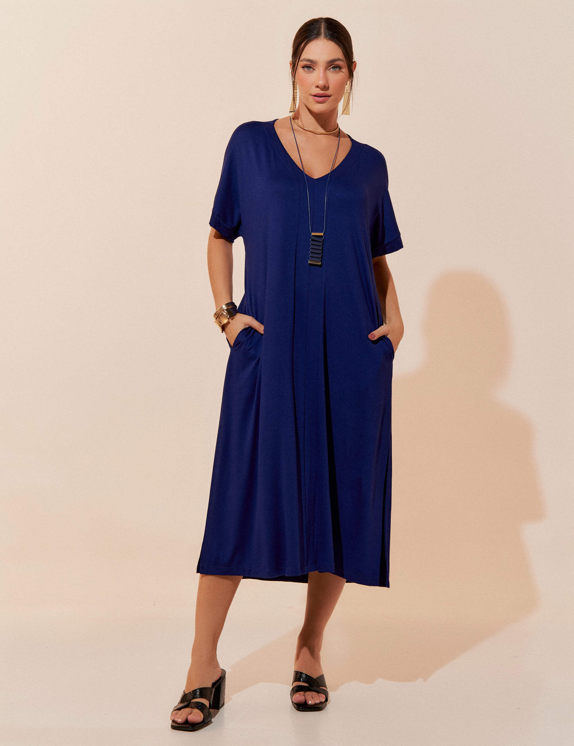 Vestido Odória Azul Profundo
