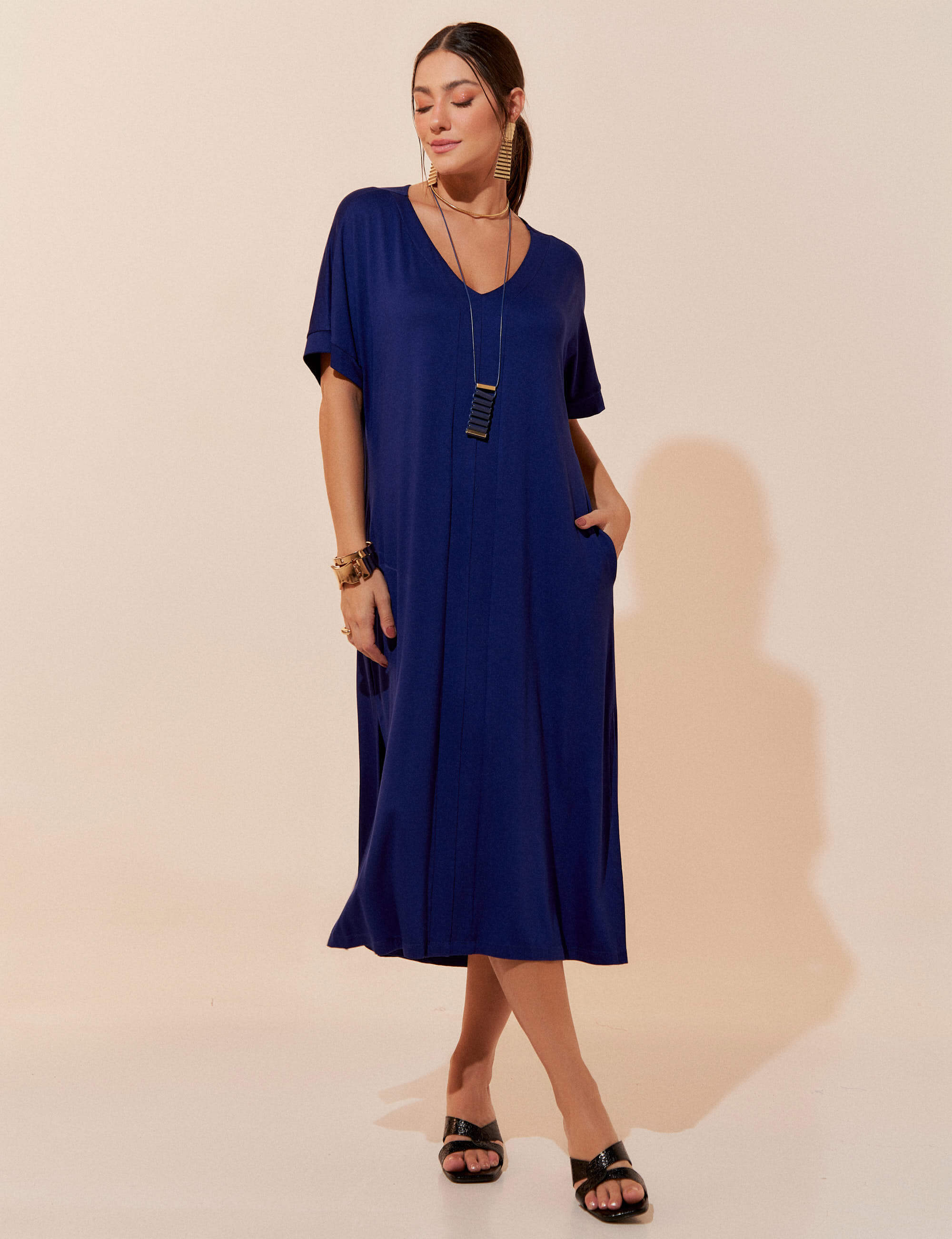 Vestido Odória Azul Profundo