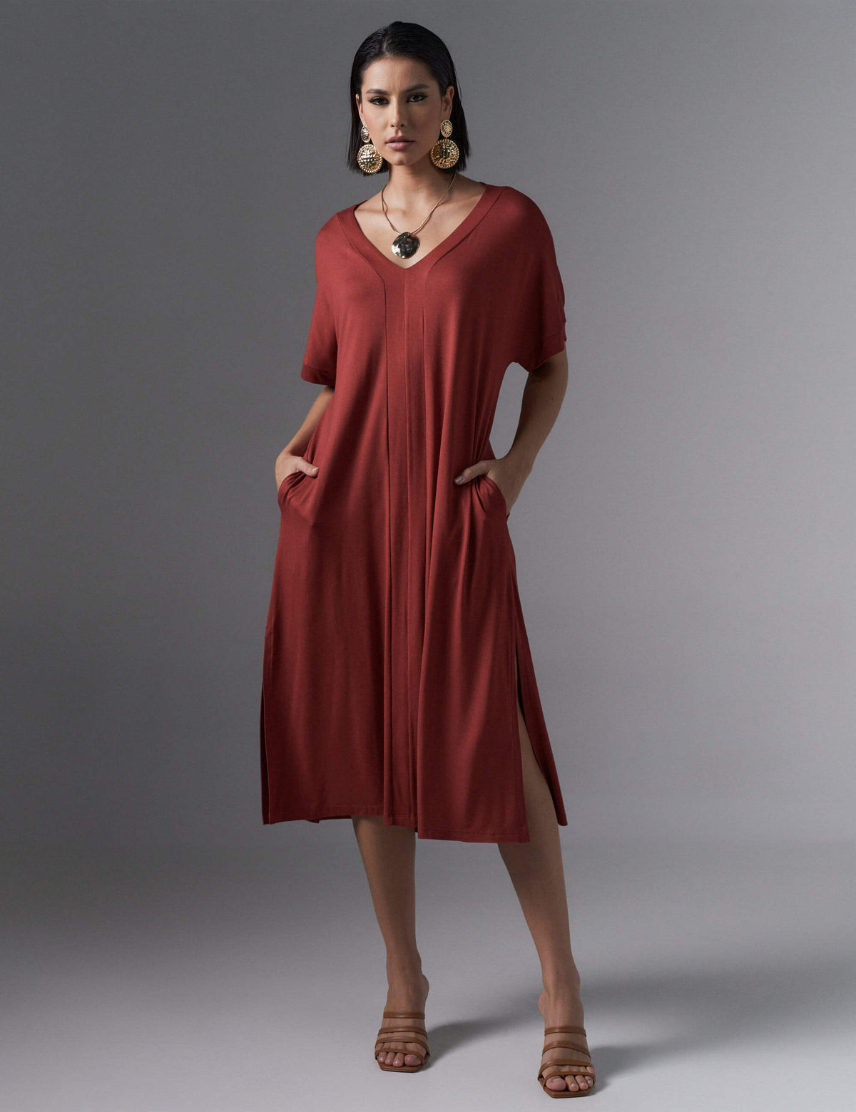 Vestido Odória Marrom Galápagos