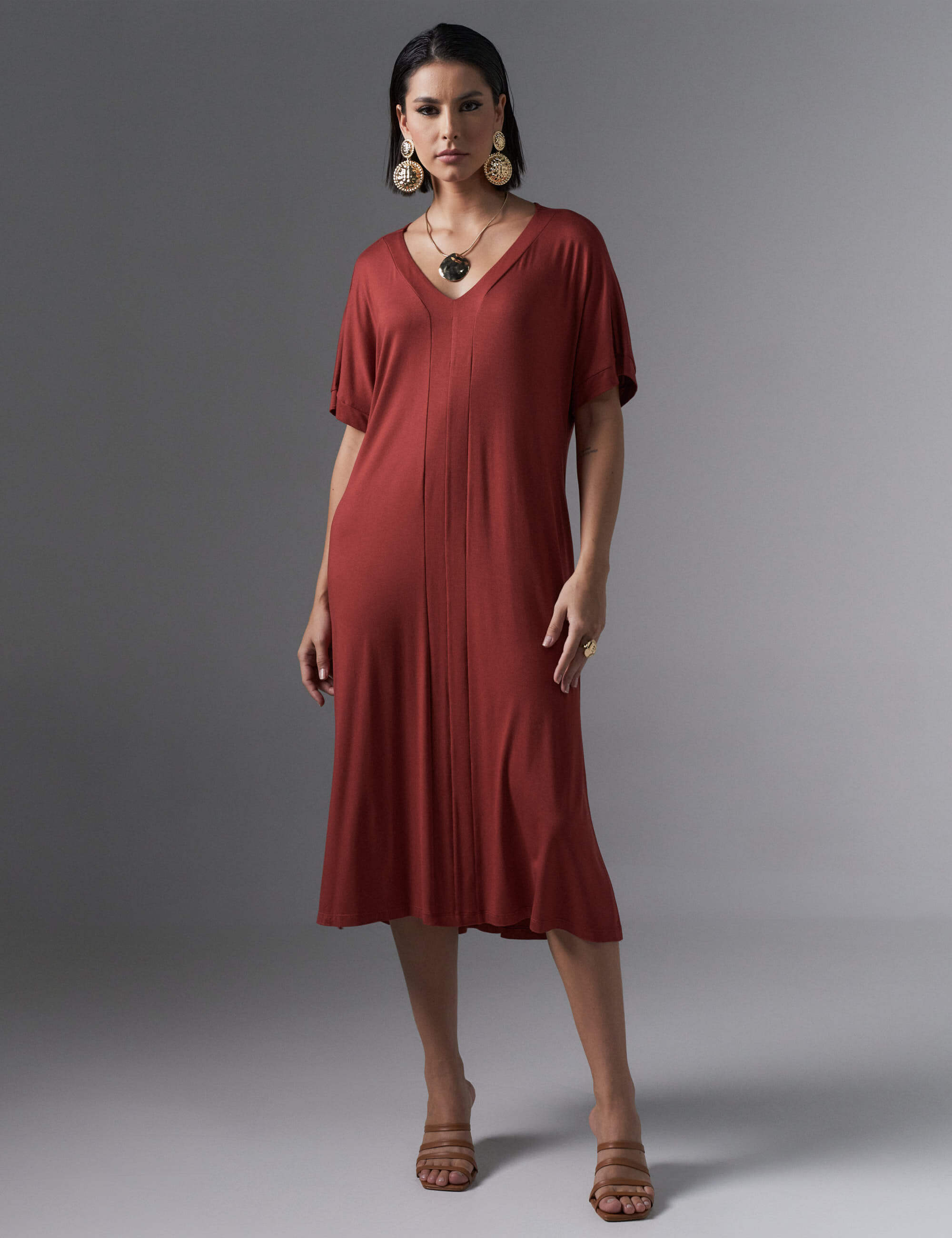 Vestido Odória Marrom Galápagos