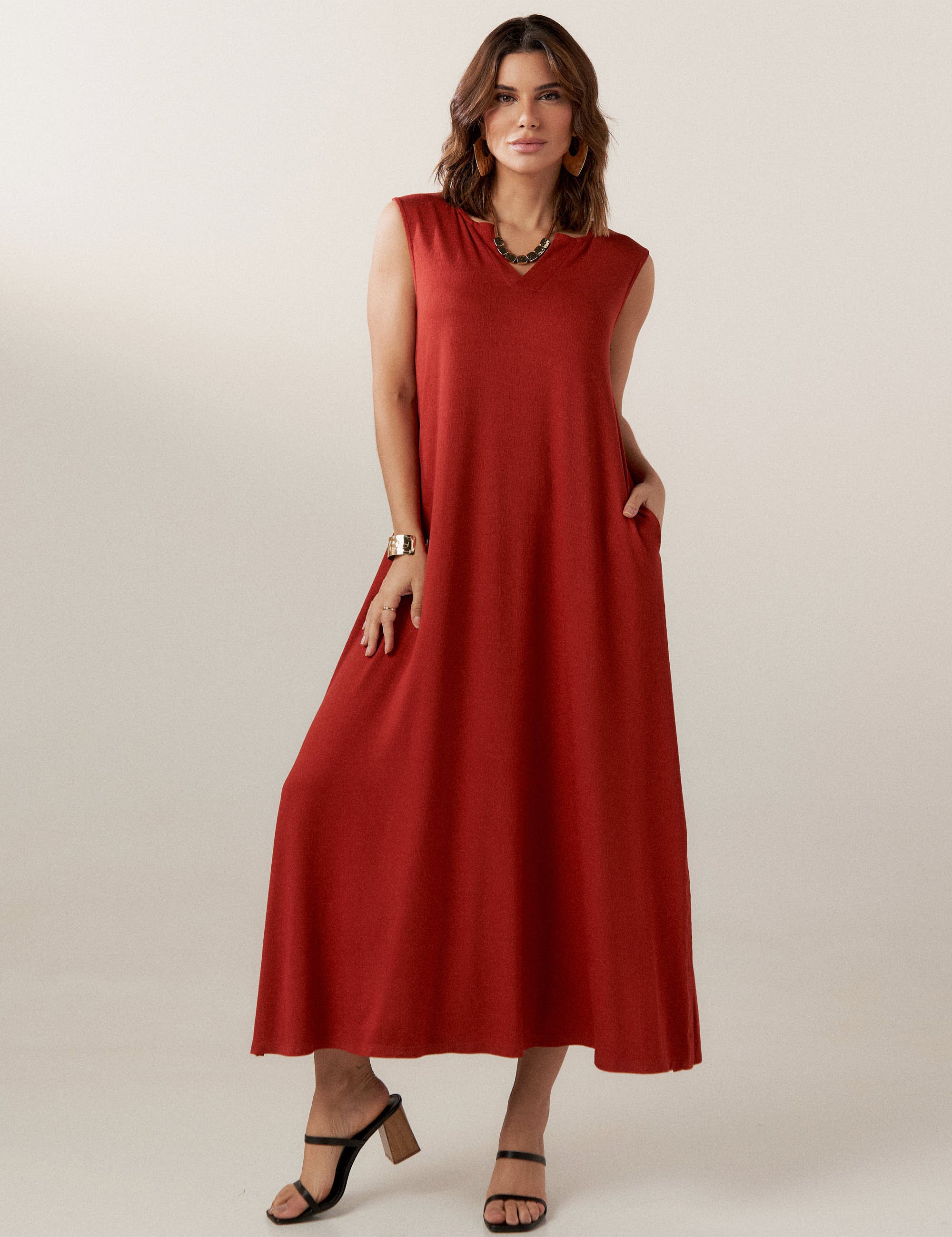 Vestido Vicenza Orpa Marrom Galápagos