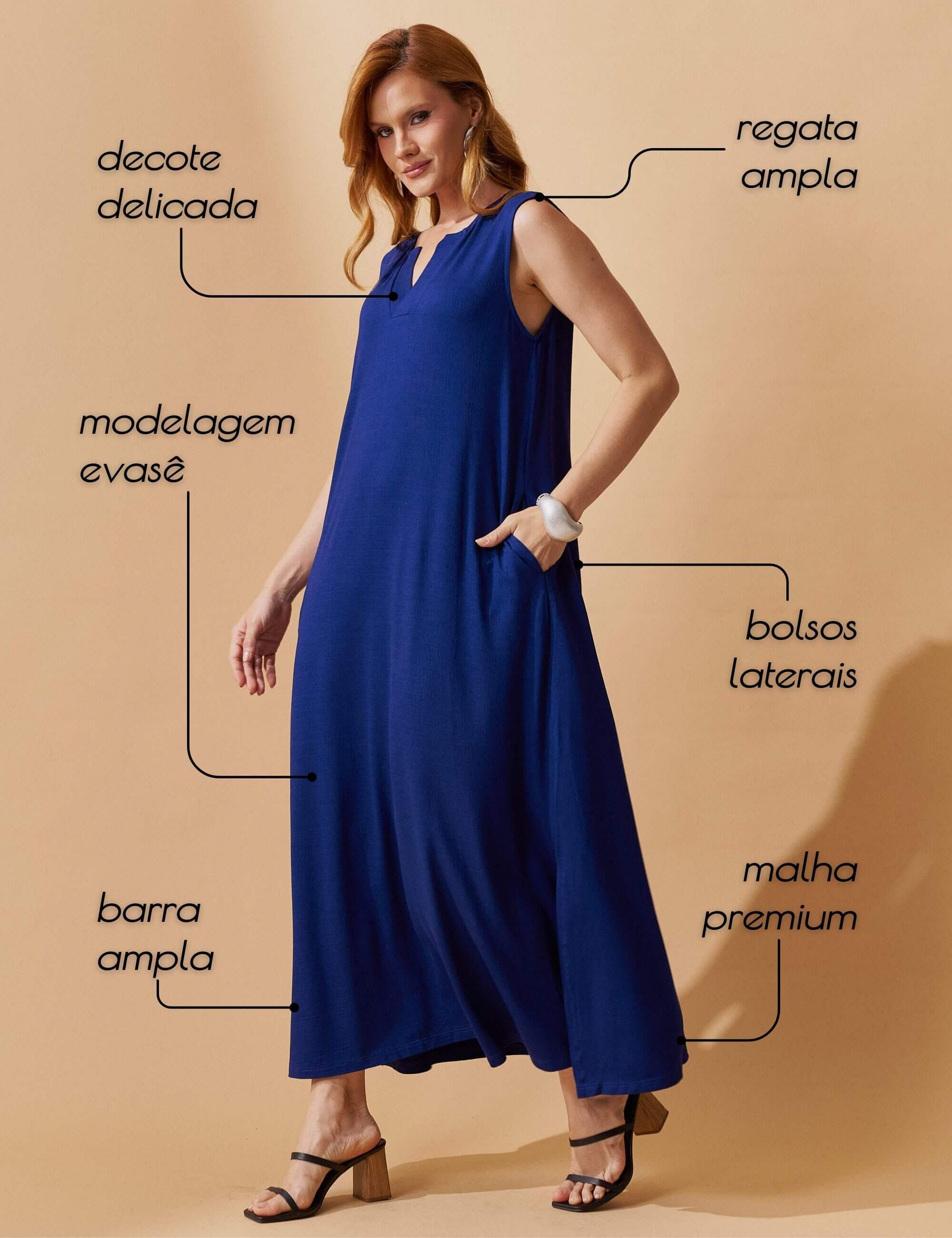 Vestido Vicenza Orpa Azul Profundo