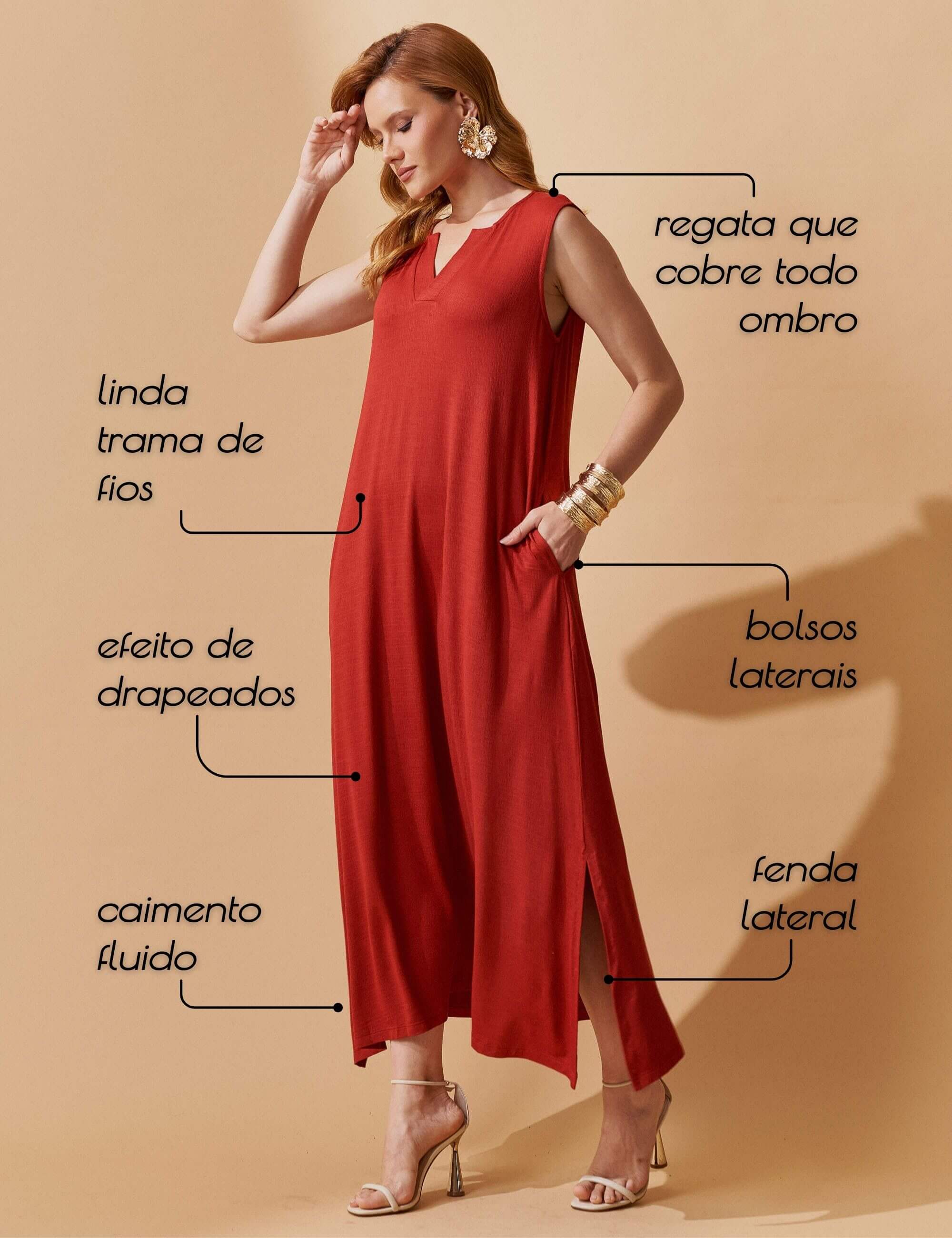 Vestido Vicenza Orpa Marrom Galápagos