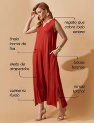 Vestido Vicenza Orpa Marrom Galápagos