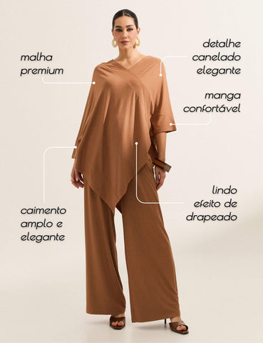Blusa Canelado Odalis Caramelo Nougat