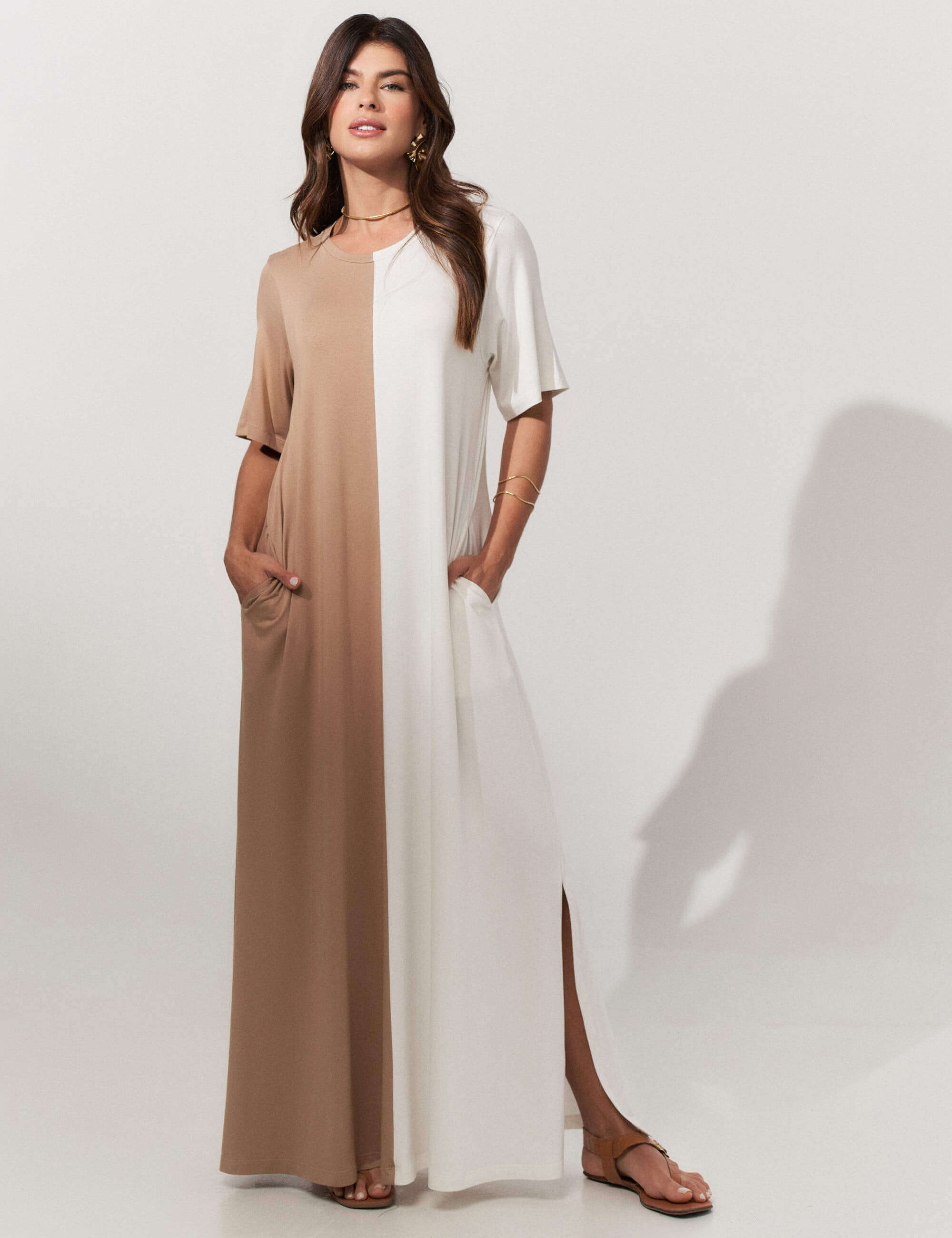 Vestido Pruella Bege/ Off white