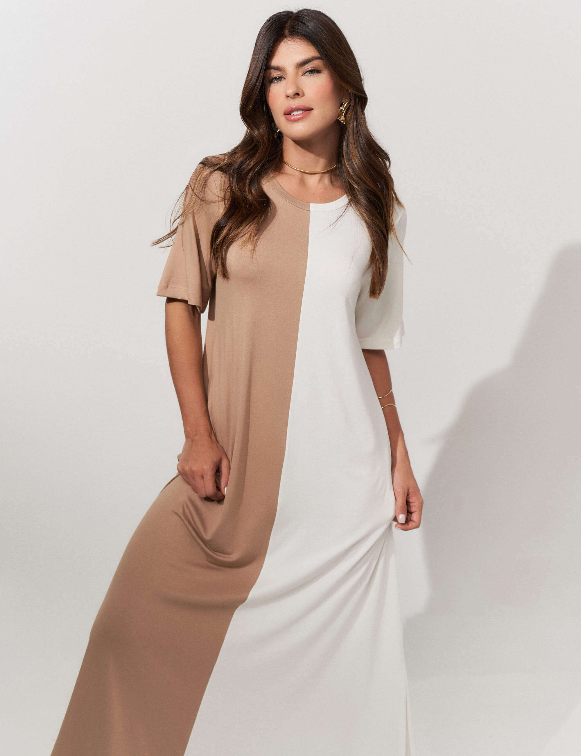 Vestido Pruella Bege/ Off white