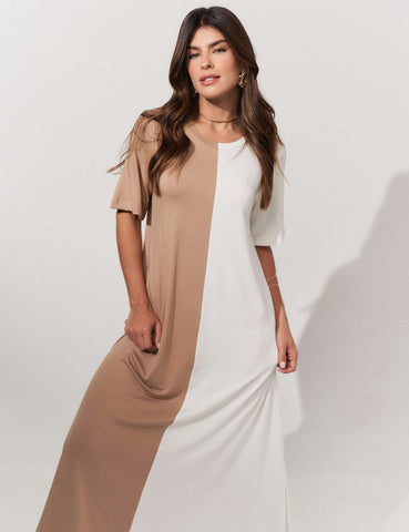 Vestido Pruella Bege/ Off white