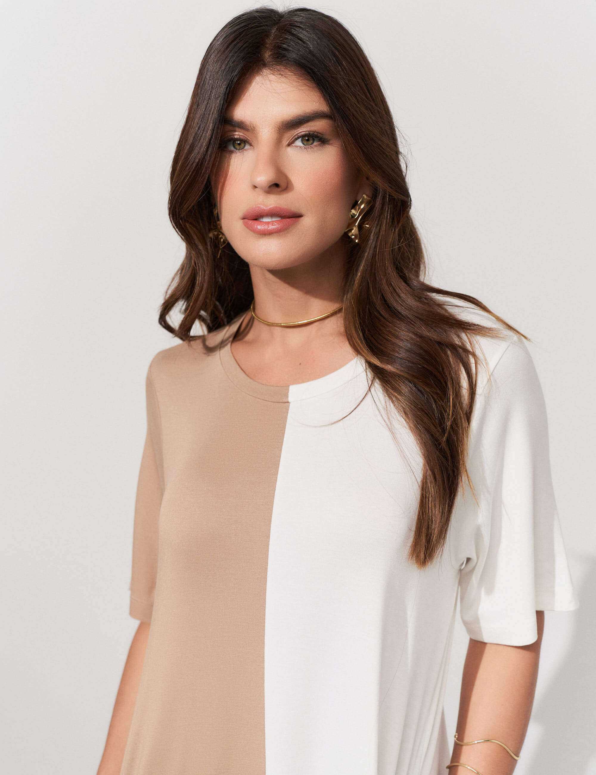 Vestido Pruella Bege/ Off white