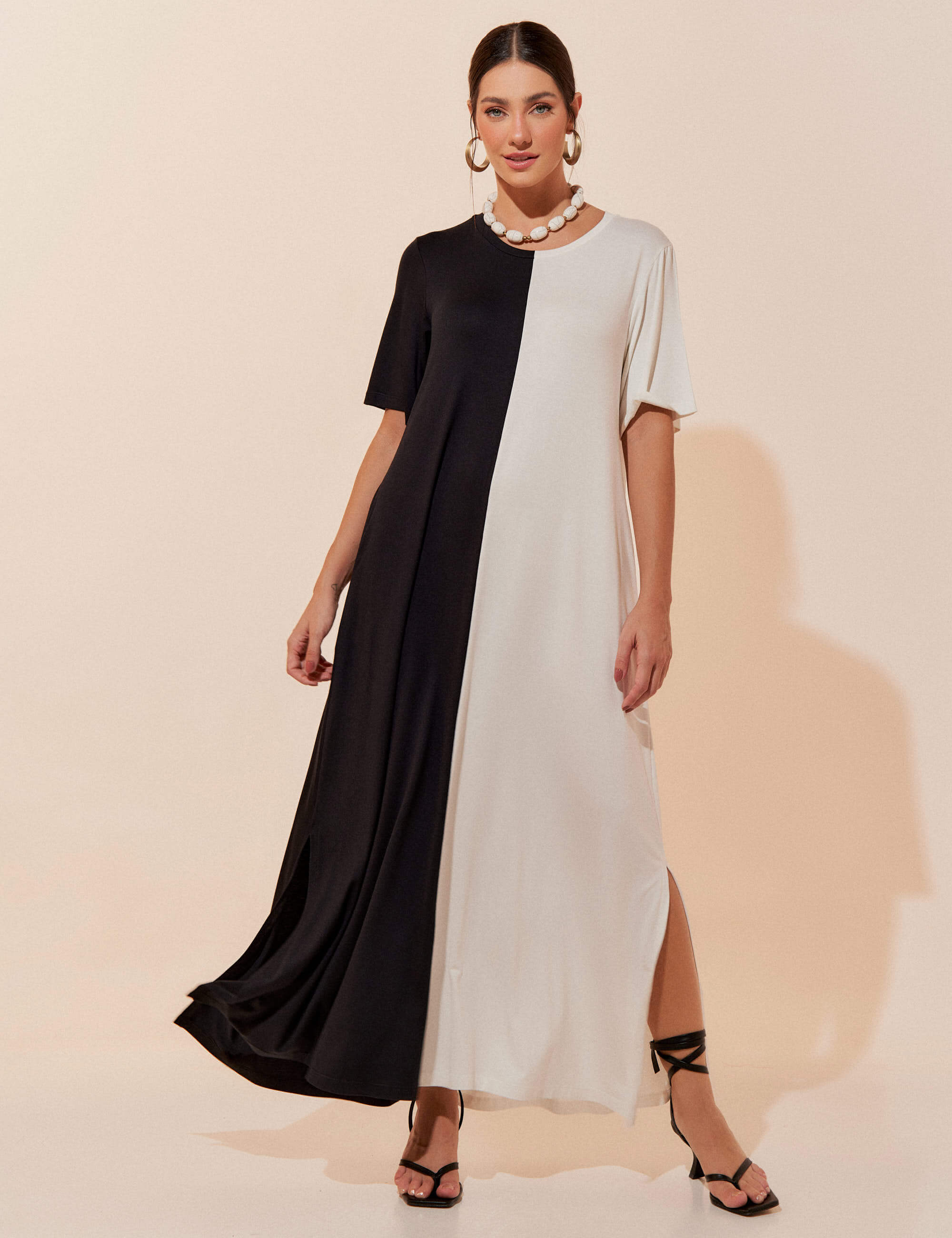 Vestido Pruella Preto/ Off white