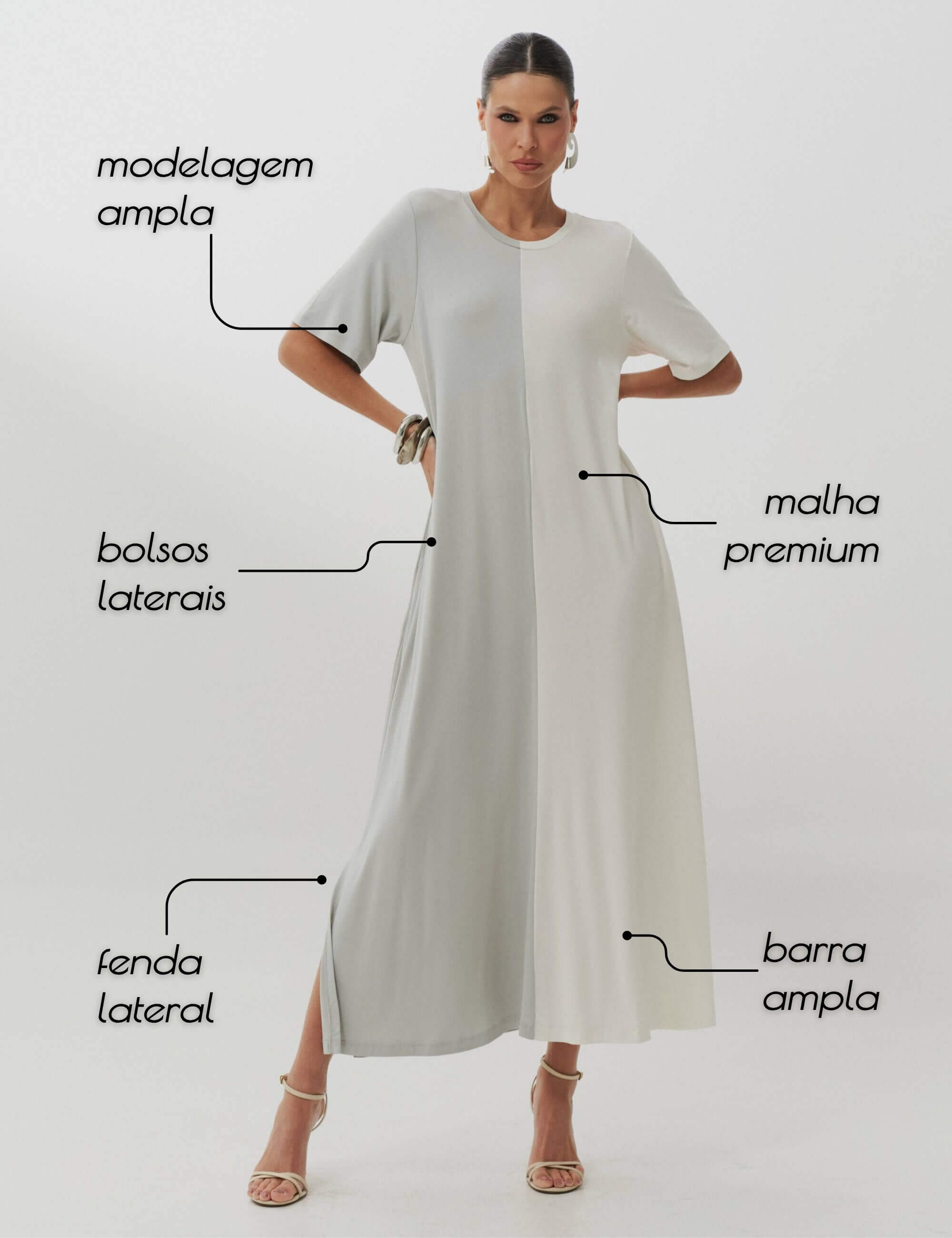 Vestido Pruella Gelo/ Off white