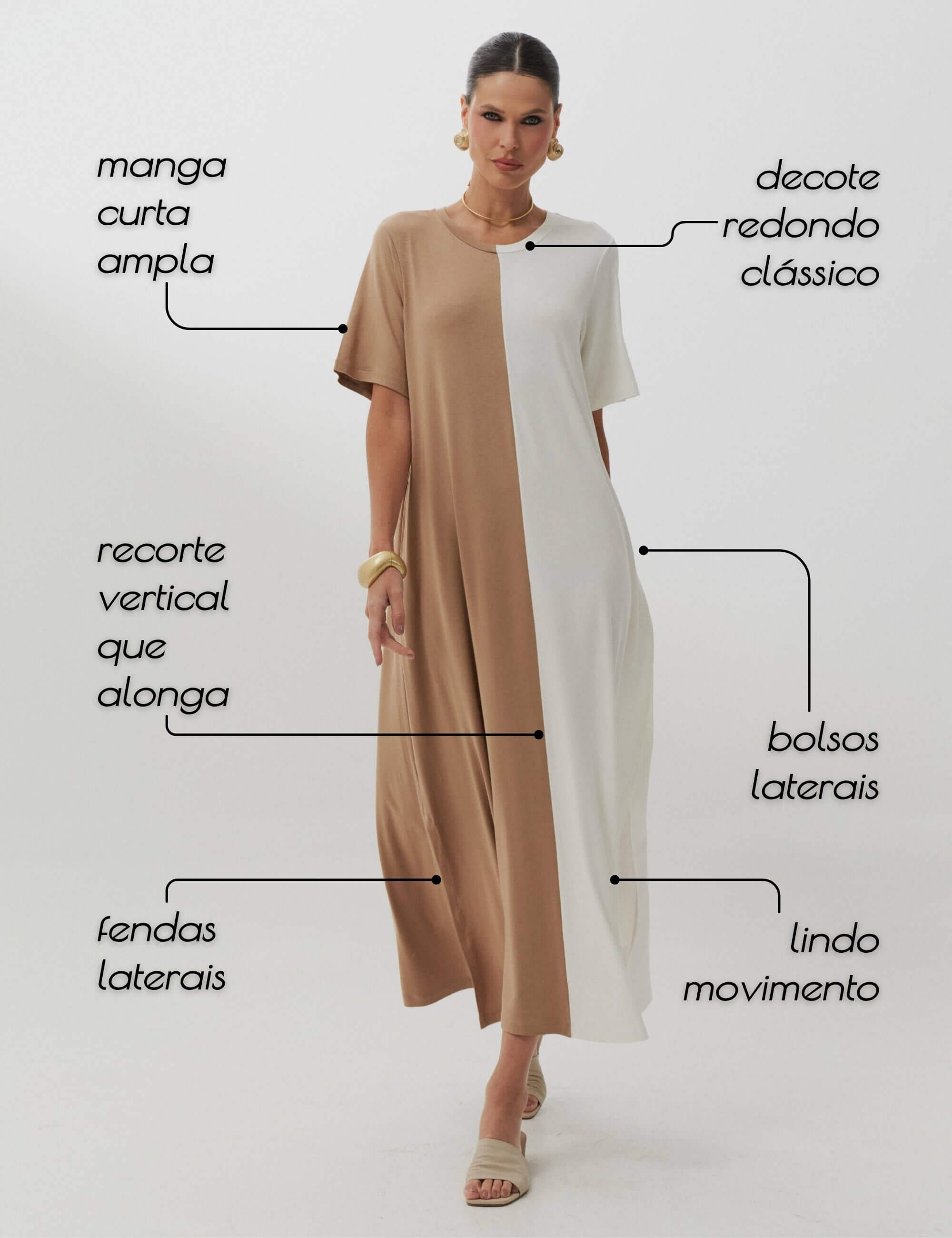 Vestido Pruella Bege/ Off white