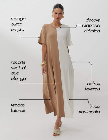 Vestido Pruella Bege/ Off white