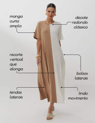 Vestido Pruella Bege/ Off white