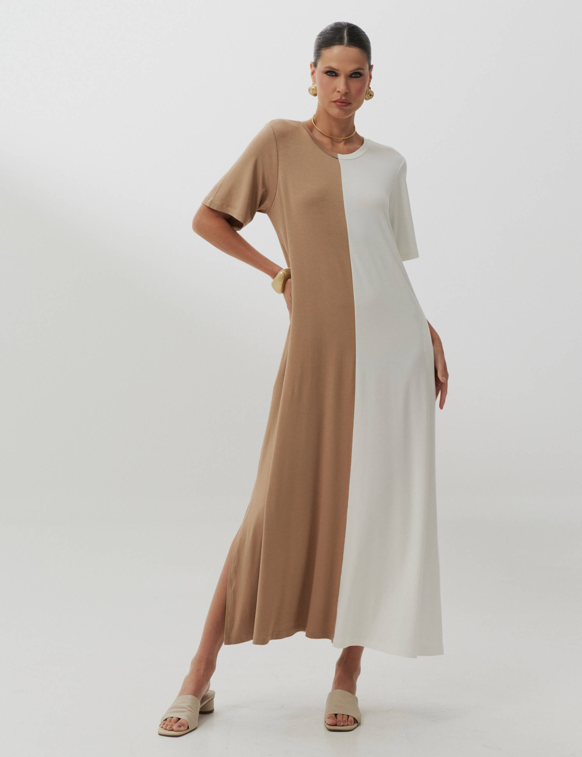 Vestido Pruella Bege/ Off white
