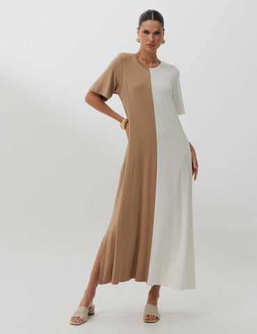 Vestido Pruella Bege/ Off white